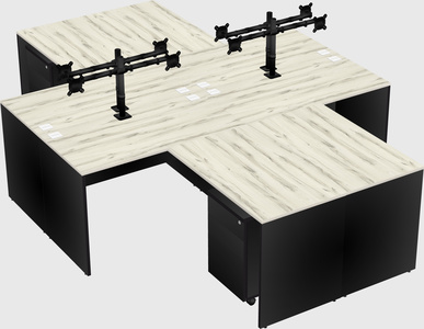 Quad l-shaped office desks