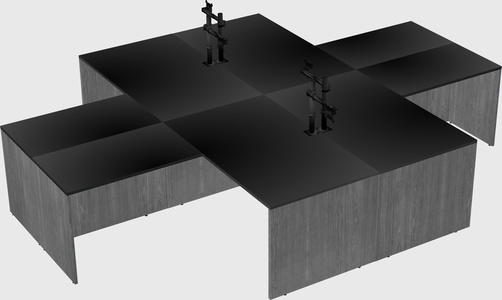 Quad l-shaped office desks