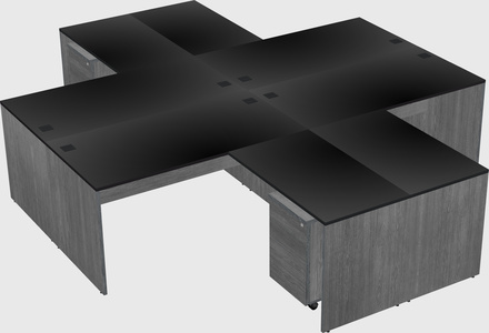 Quad l-shaped office desks