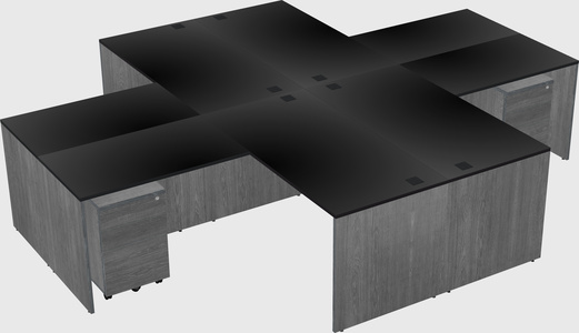 Quad l-shaped office desks