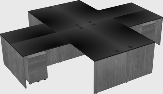 Quad l-shaped office desks