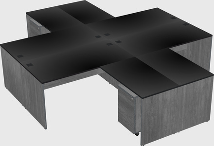 Quad l-shaped office desks