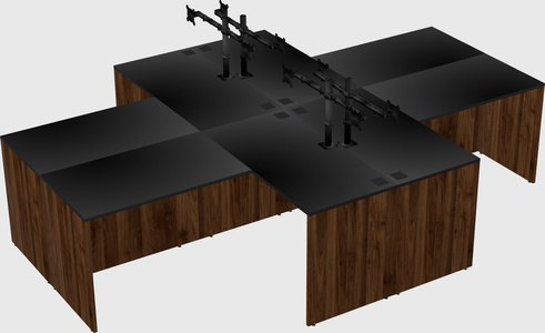 Quad l-shaped office desks