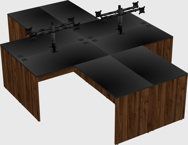 Quad l-shaped office desks