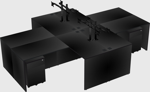 Quad l-shaped office desks