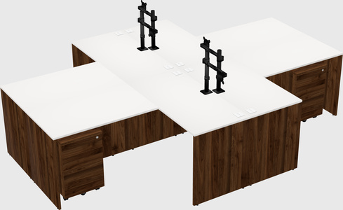 Quad l-shaped office desks