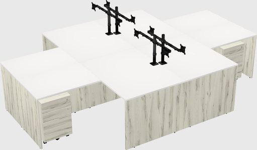 Quad l-shaped office desks