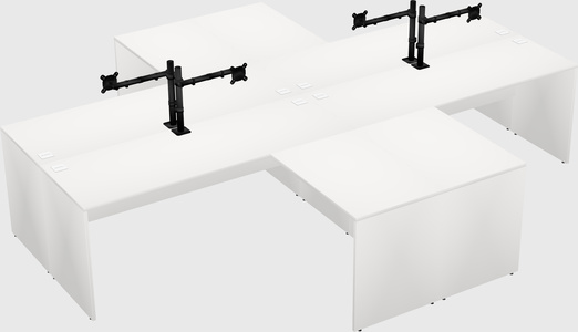 Bureaux de bureau quadruples en forme de l