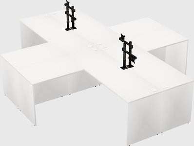 Bureaux de bureau quadruples en forme de l