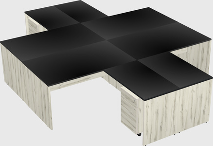 Quad l-shaped office desks