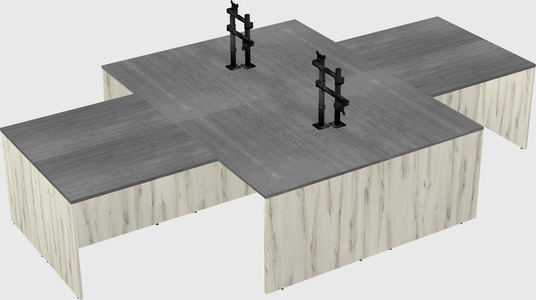 Quad l-shaped office desks