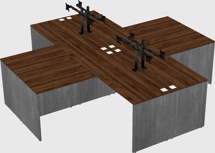 Quad l-shaped office desks