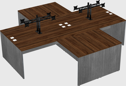 Quad l-shaped office desks