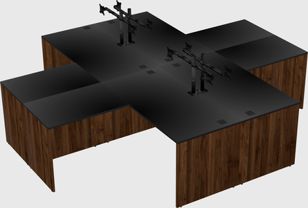Quad l-shaped office desks
