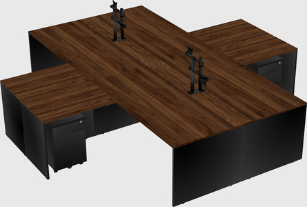Bureaux de bureau quadruples en forme de l