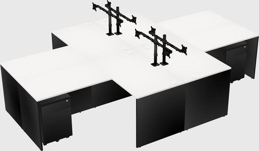 Quad l-shaped office desks