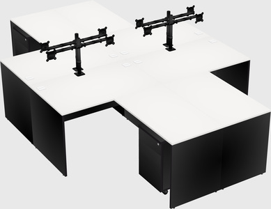 Quad l-shaped office desks