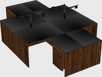 Quad l-shaped office desks