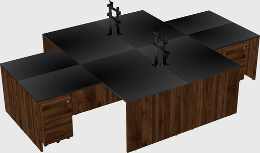 Quad l-shaped office desks