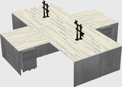 Quad l-shaped office desks