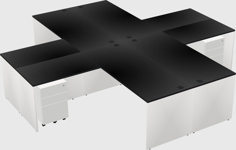 Quad l-shaped office desks