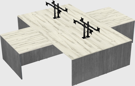 Quad l-shaped office desks
