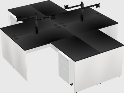 Quad l-shaped office desks