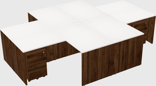 Quad l-shaped office desks