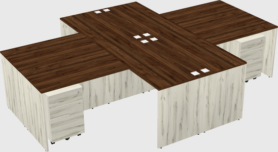 Quad l-shaped office desks