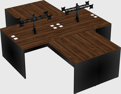 Quad l-shaped office desks