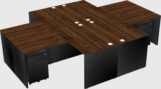 Quad l-shaped office desks