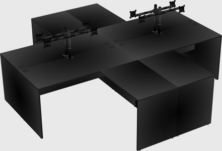 Quad l-shaped office desks