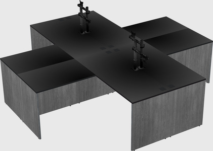 Quad l-shaped office desks