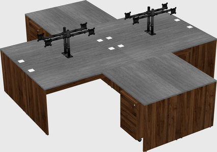 Quad l-shaped office desks