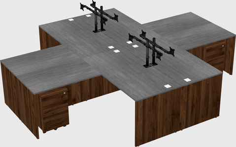 Quad l-shaped office desks