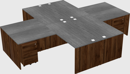 Quad l-shaped office desks