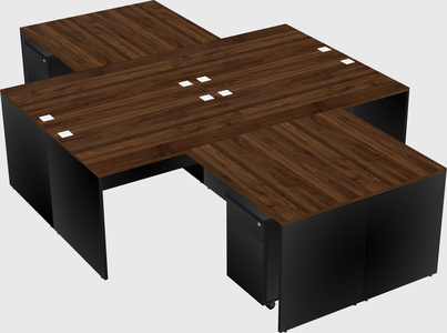 Quad l-shaped office desks