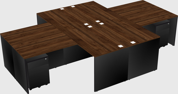 Quad l-shaped office desks
