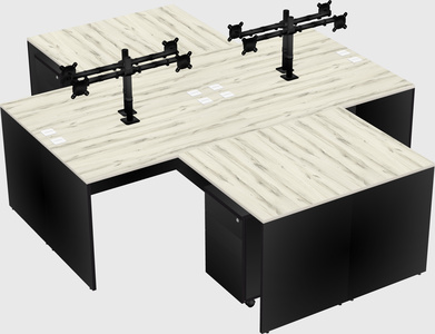 Quad l-shaped office desks