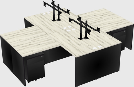 Quad l-shaped office desks