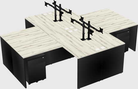 Quad l-shaped office desks