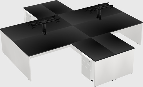Quad l-shaped office desks