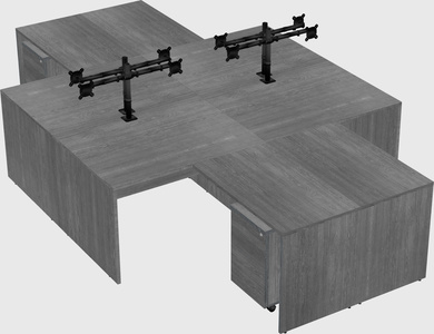 Quad l-shaped office desks