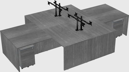 Quad l-shaped office desks