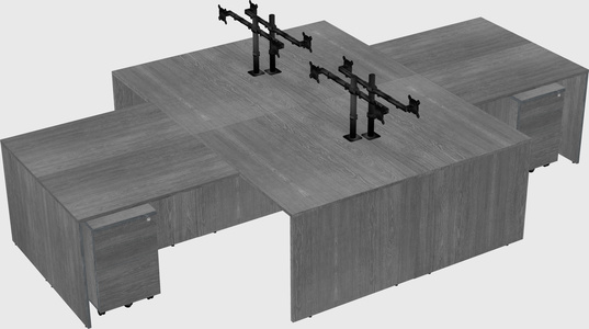 Quad l-shaped office desks
