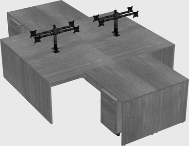 Quad l-shaped office desks