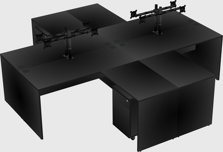 Quad l-shaped office desks
