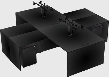 Quad l-shaped office desks