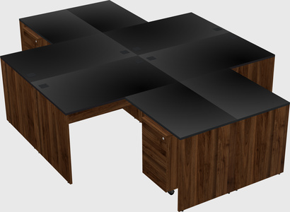 Quad l-shaped office desks