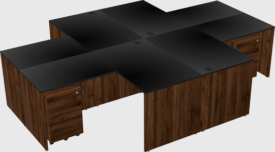 Quad l-shaped office desks